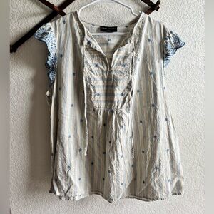 Lane Bryant Size 14 Embroidered Cotton Peasant Top